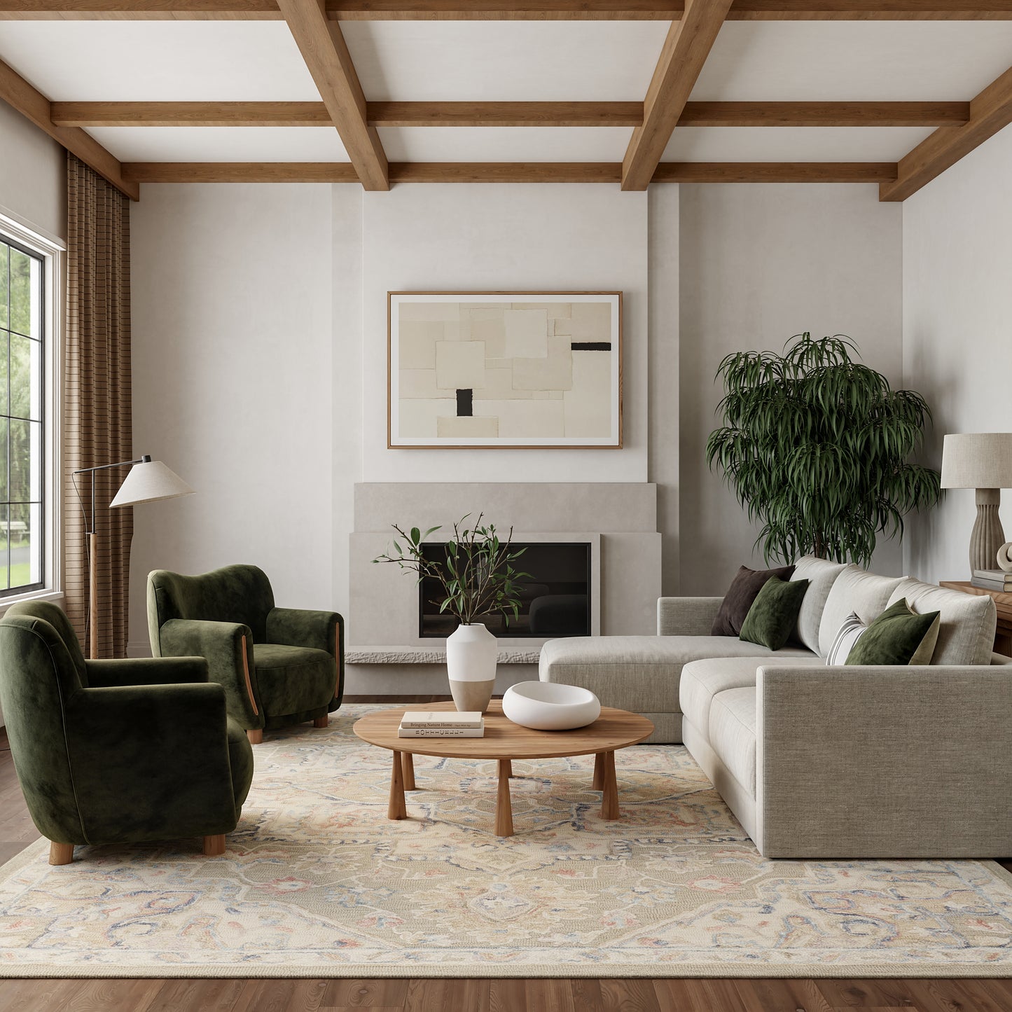 Nourison Home Maison  Green Ivory  Traditional