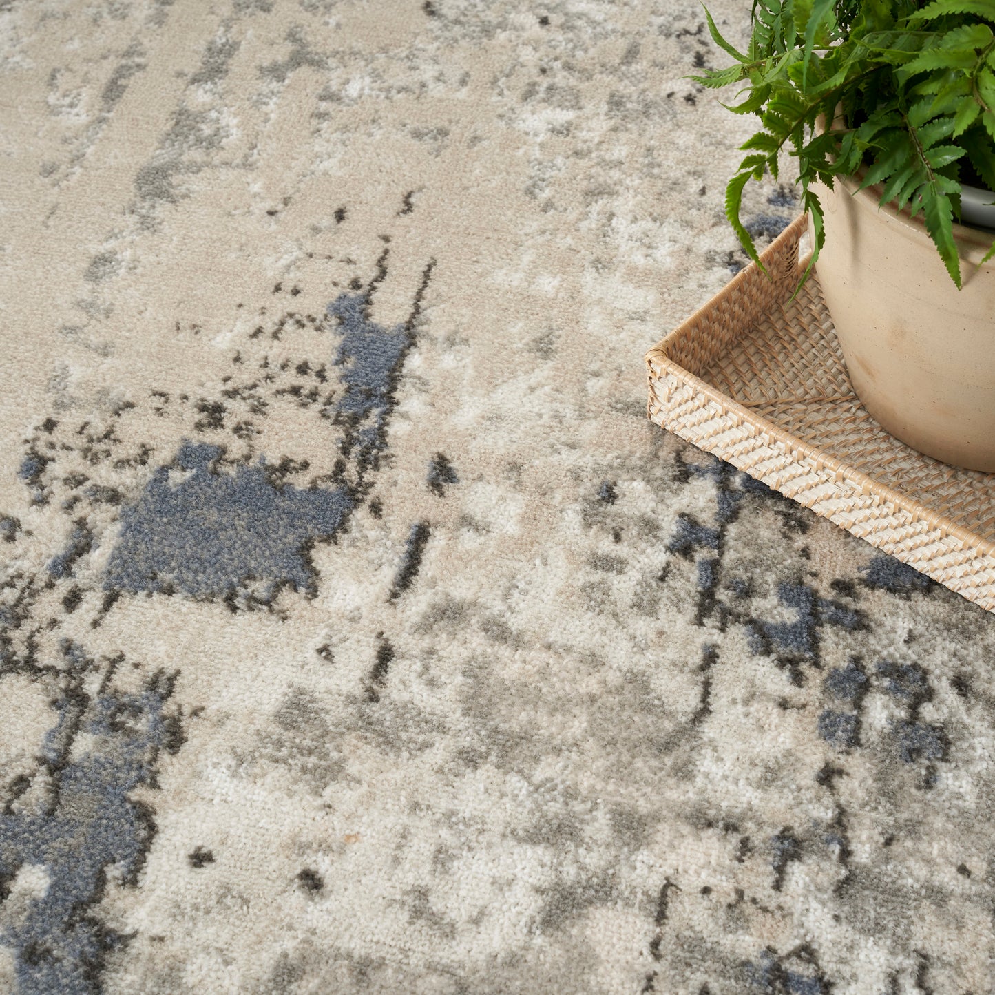 Nourison Home Quarry  Ivory Blue Grey  Contemporary