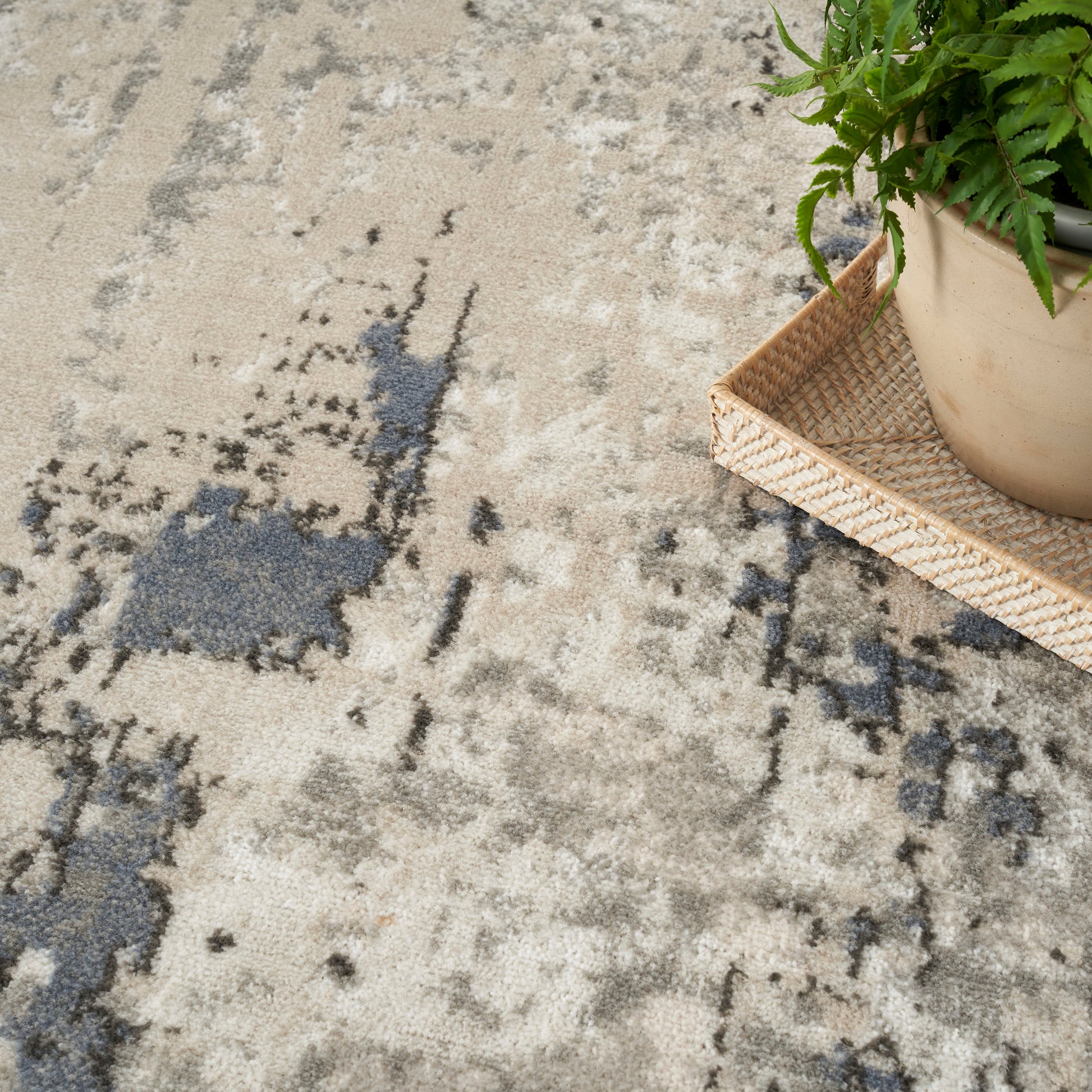 Nourison Home Quarry  Ivory Blue Grey  Contemporary