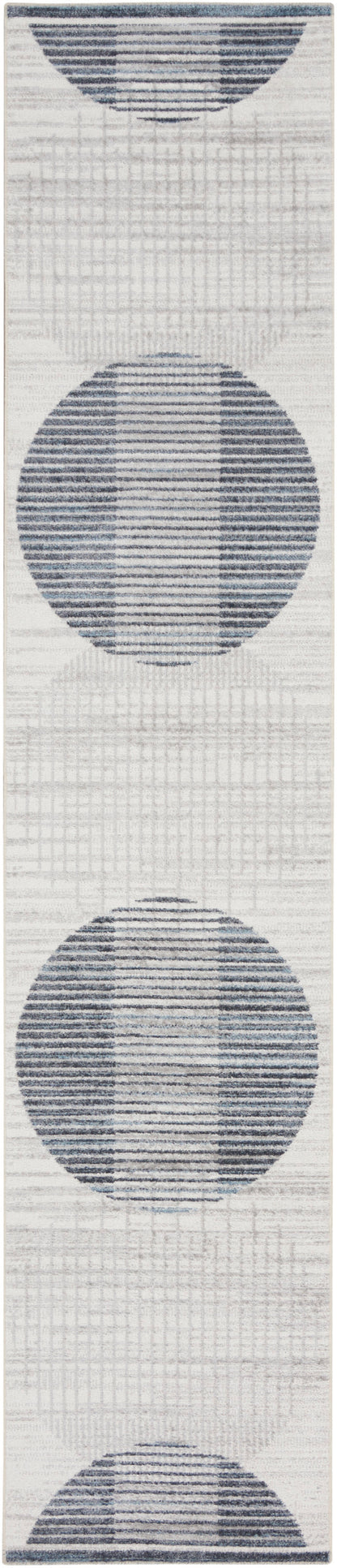 Nourison Home Astra Machine Washable ASW03 Ivory Blue Contemporary Power-loomed Rug