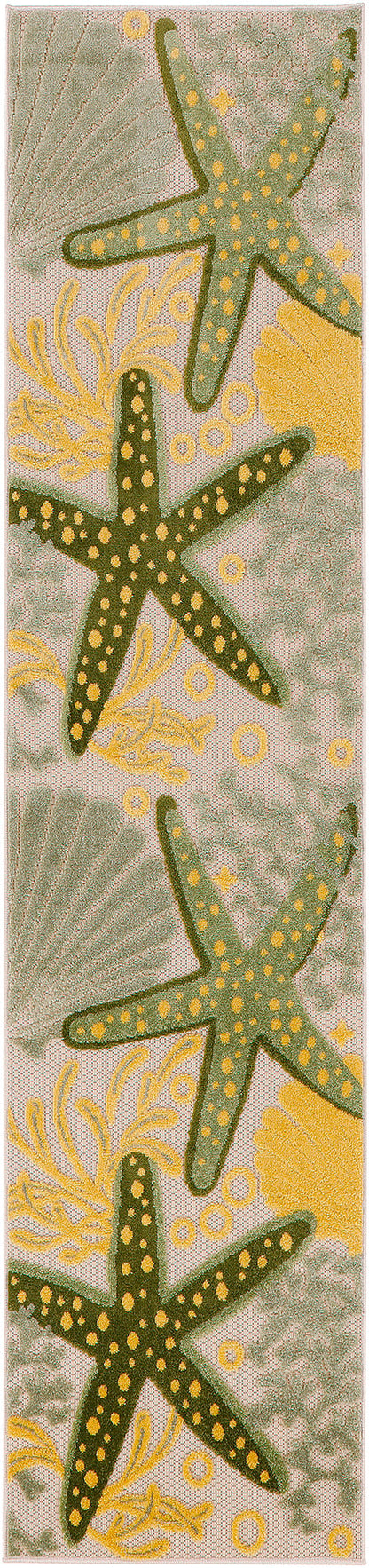 Nourison Home Aloha ALH24 Green Yellow Contemporary Power-loomed Rugs