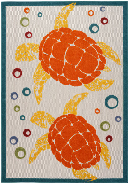 Nourison Home Aloha ALH27 Teal Multicolor Contemporary Power-loomed Rugs