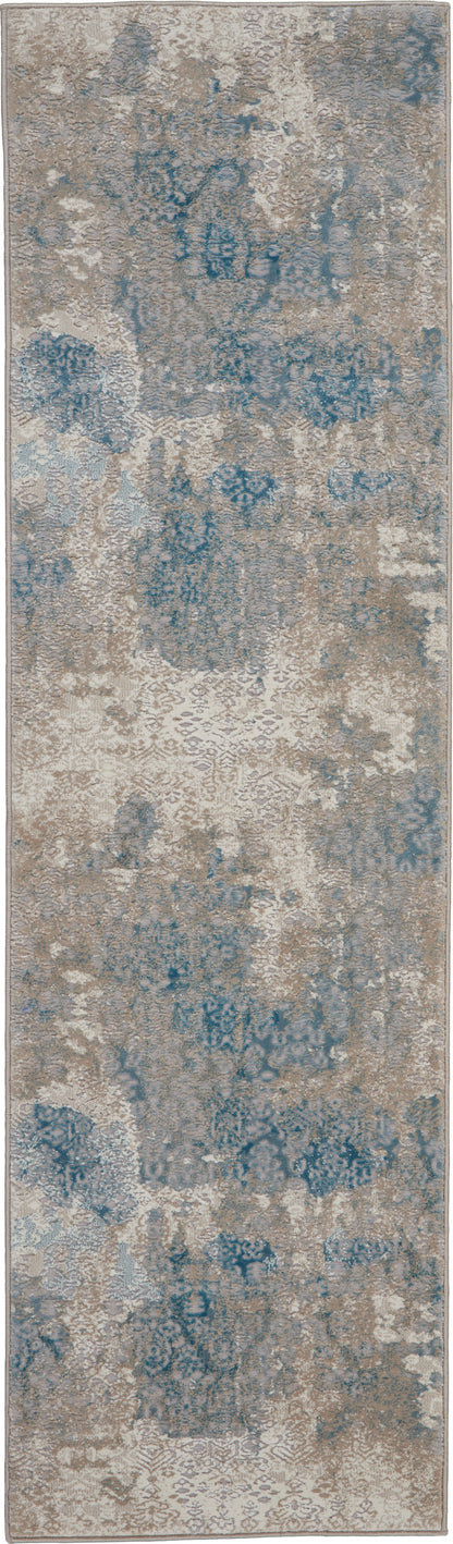 Nourison Home Karma KRM07 Ivory Light Blue Transitional Power-loomed Rug