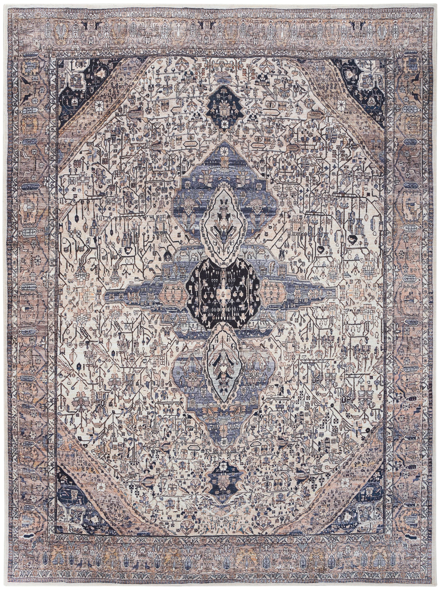 Nourison Home Grand Washables  Ivory Blue  Traditional