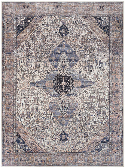 Nourison Home Grand Washables  Ivory Blue  Traditional