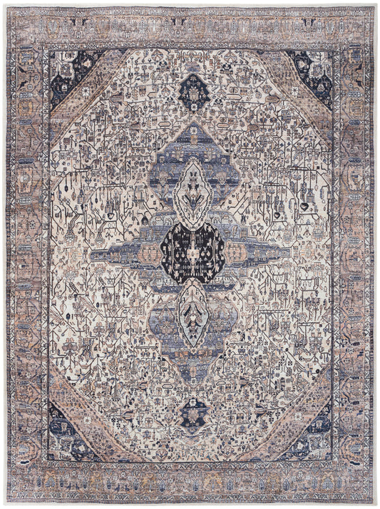 Nourison Home Grand Washables  Ivory Blue  Traditional