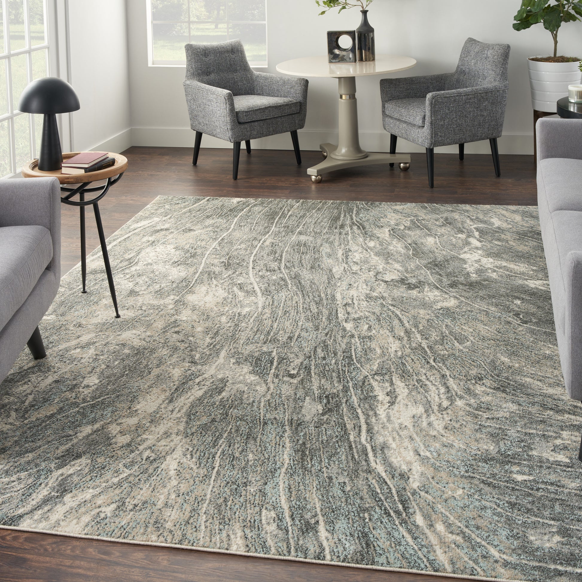 Nourison Home Marmara  Charcoal Ivory  Contemporary