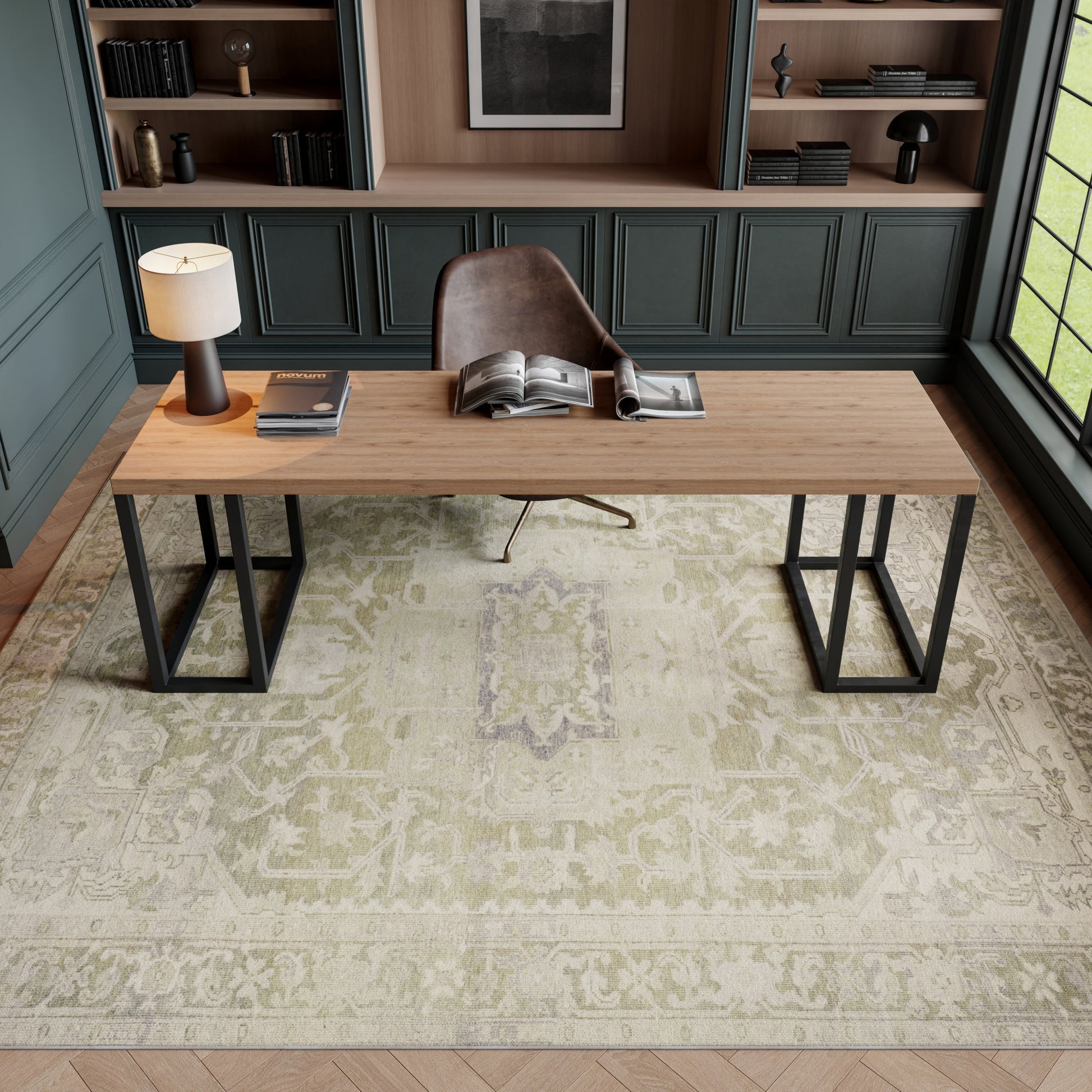 Nourison Home Vintage Washables  Green  Traditional