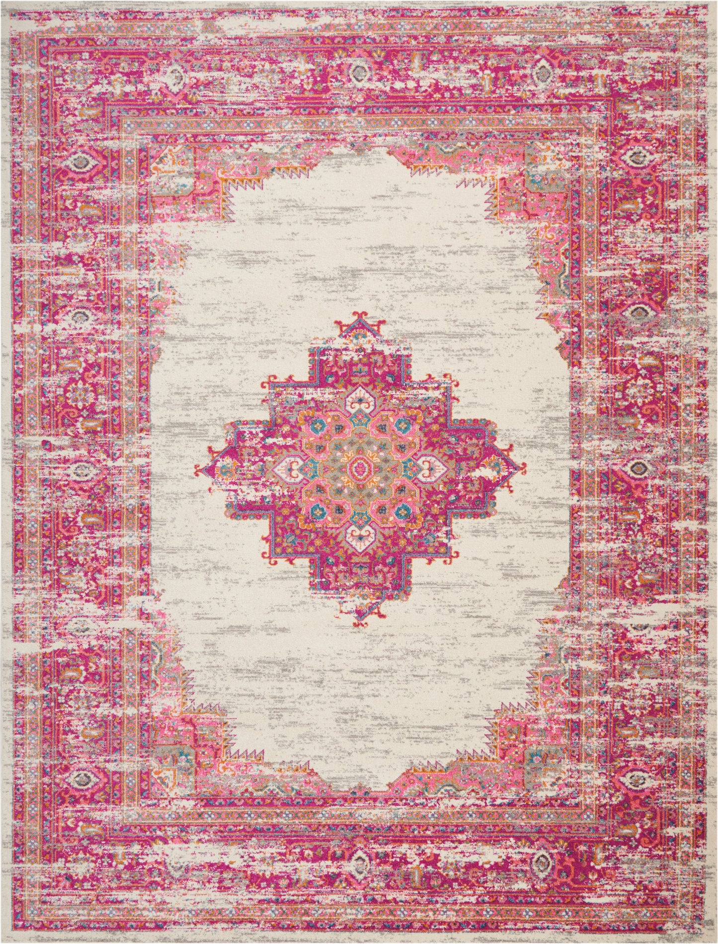 Nourison Home Passion PSN03 Ivory Fuchsia Transitional Power-loomed Rugs