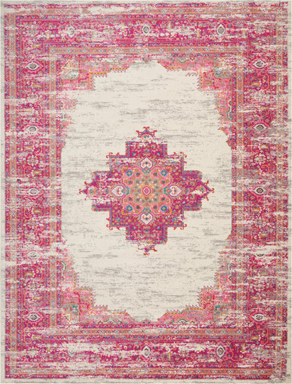 Nourison Home Passion PSN03 Ivory Fuchsia Transitional Power-loomed Rugs