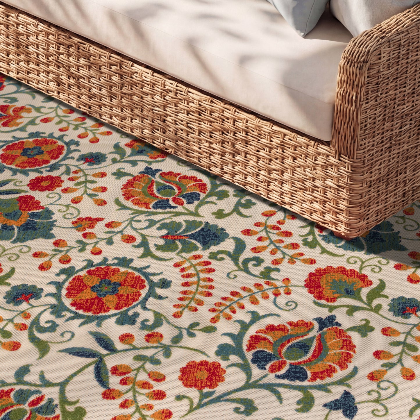 Nourison Home Aloha  Red Multicolor  Contemporary
