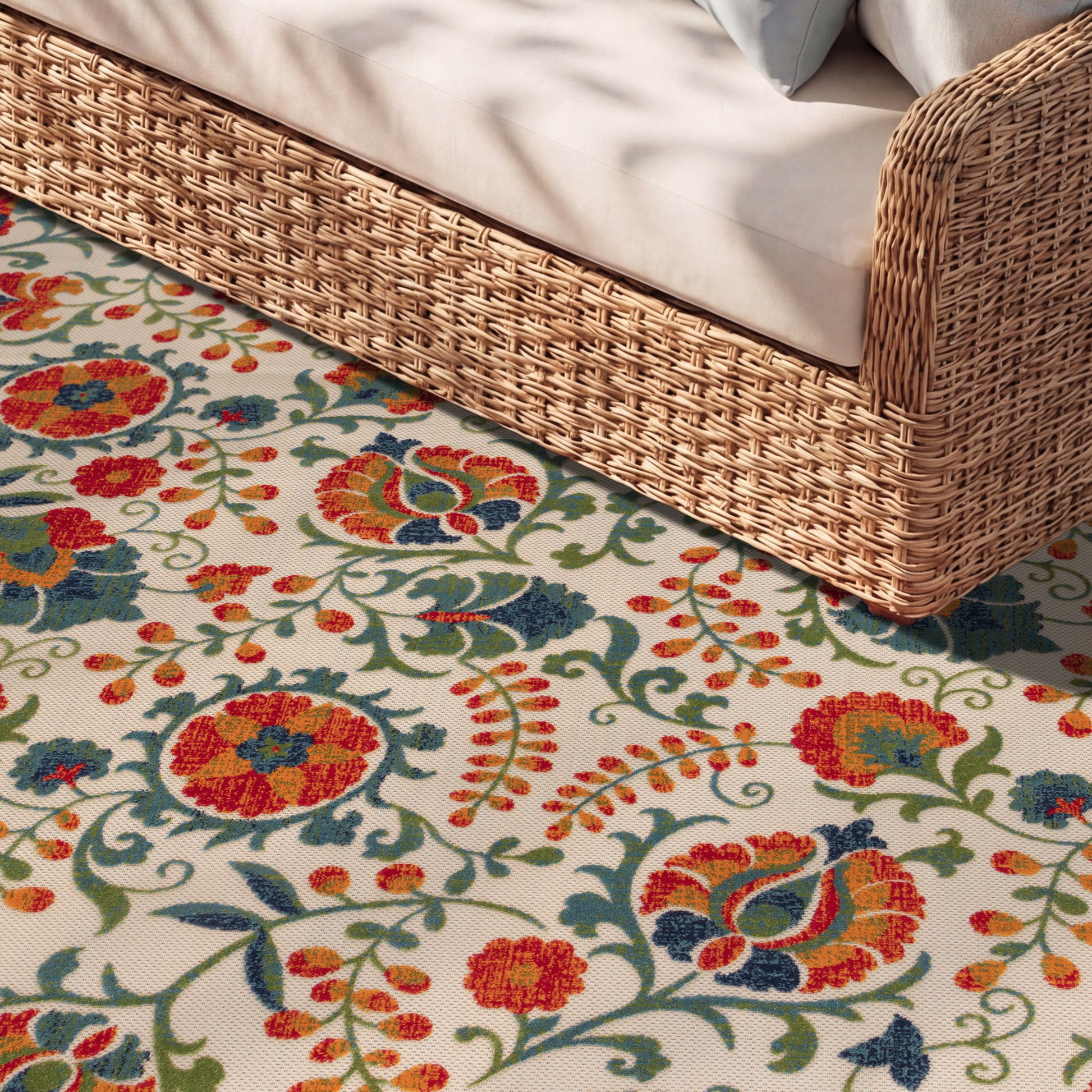 Nourison Home Aloha  Red Multicolor  Contemporary