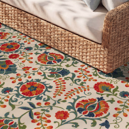 Nourison Home Aloha  Red Multicolor  Contemporary