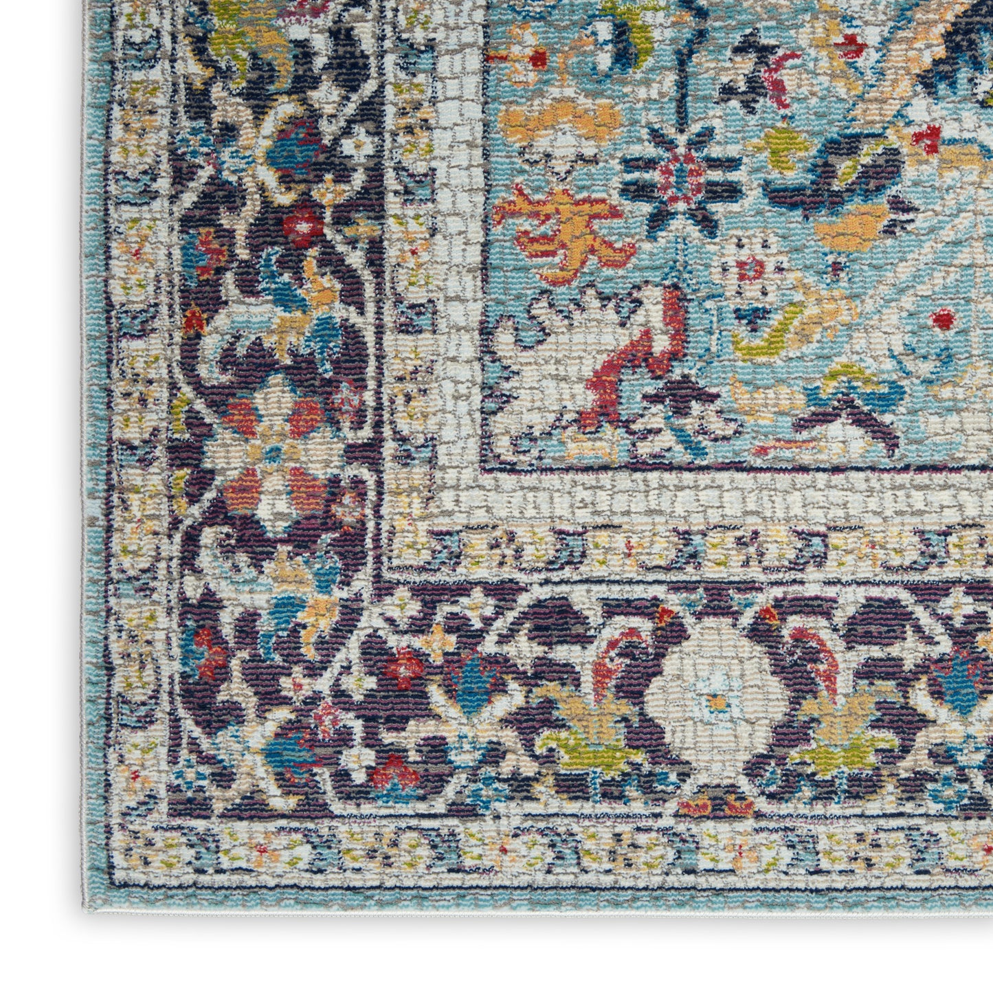 Nourison Home Ankara Global  Teal Multicolor  Traditional