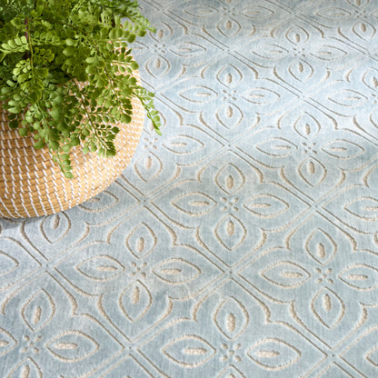 Nourison Home Washable Charm  Blue Ivory  Contemporary