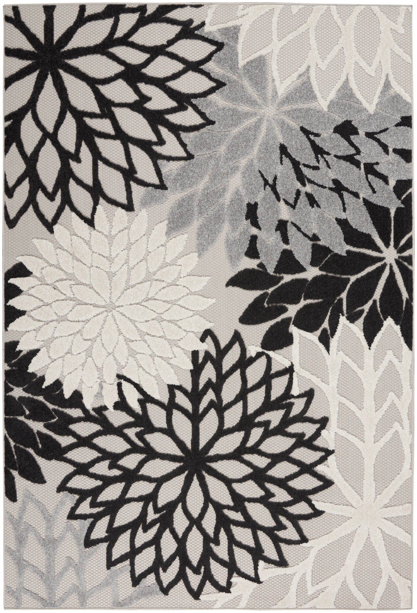 Nourison Home Aloha ALH05 Black White Contemporary Power-loomed Rugs