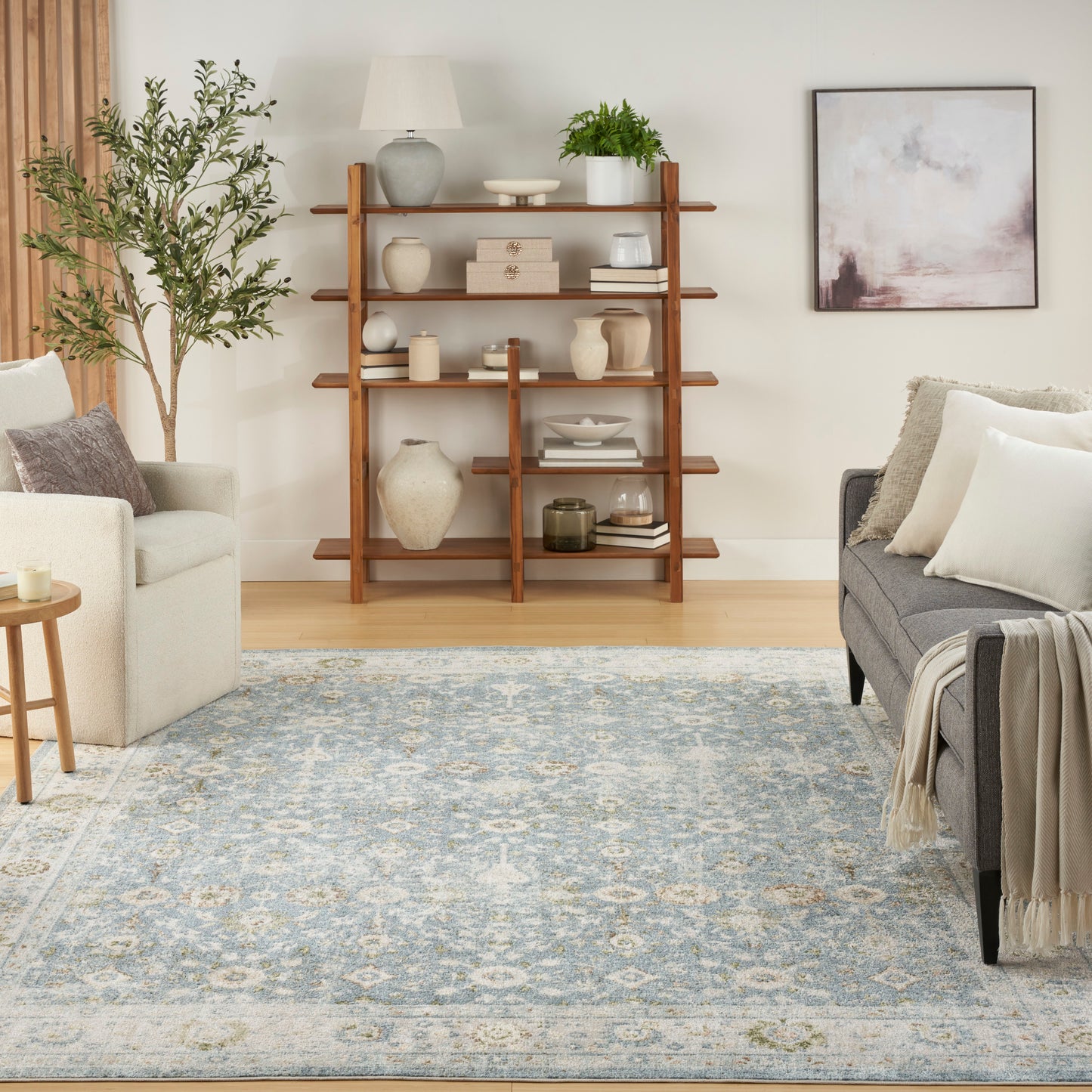 Nourison Home Astra Machine Washable  Teal Beige  Traditional