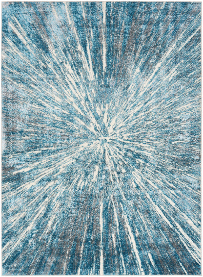 Nourison Home Ambiance AMI01 Blue Silver Contemporary Loom-woven Rug