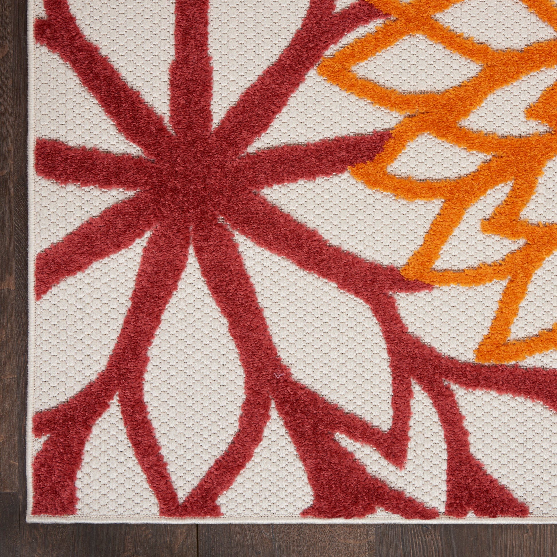 Nourison Home Aloha  Red Multicolor  Contemporary