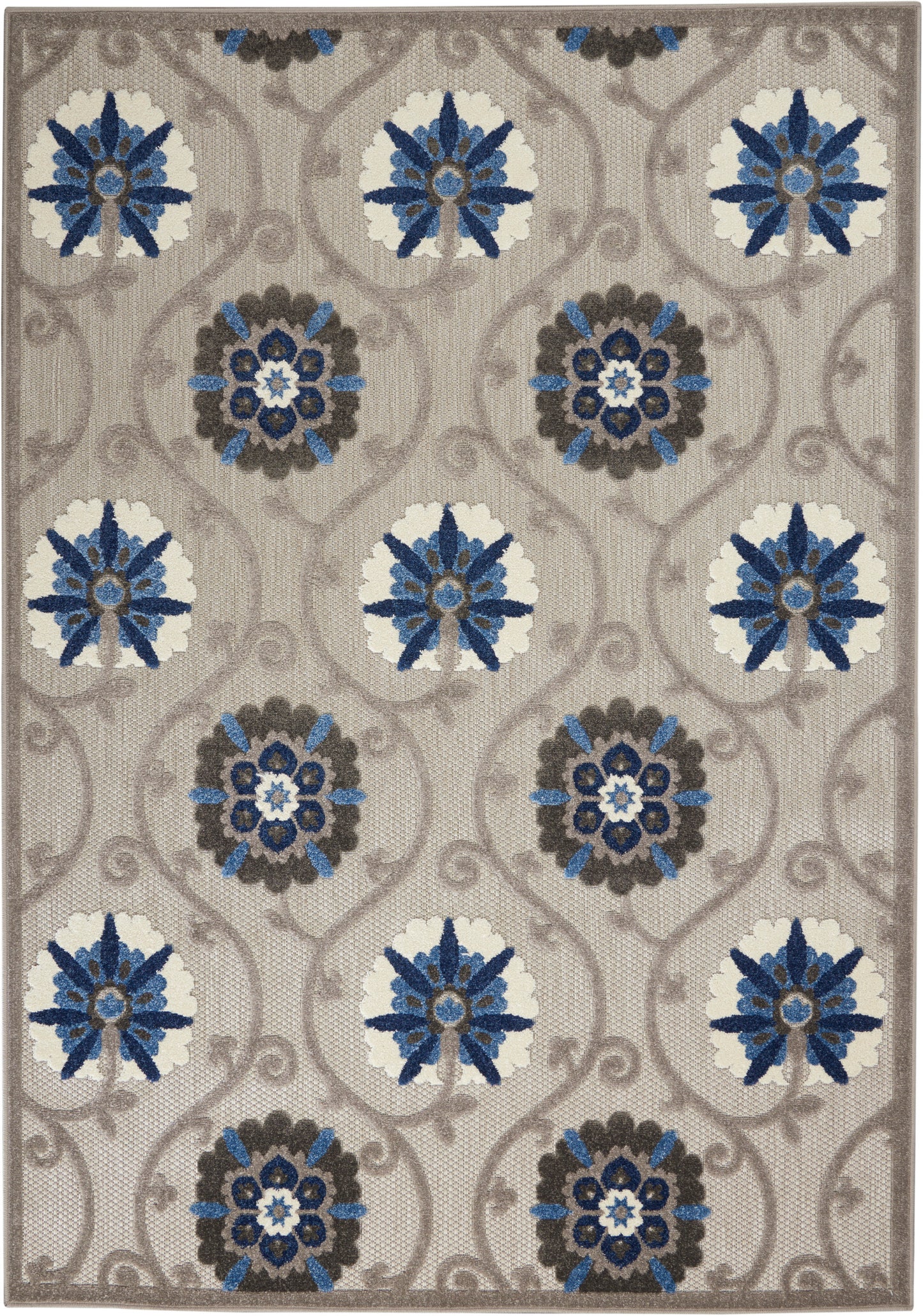 Nourison Home Aloha ALH19 Grey Blue Contemporary Power-loomed Rugs