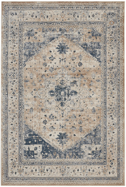 Nourison Home Malta MAI02 Beige Blue Traditional Power-loomed Rug