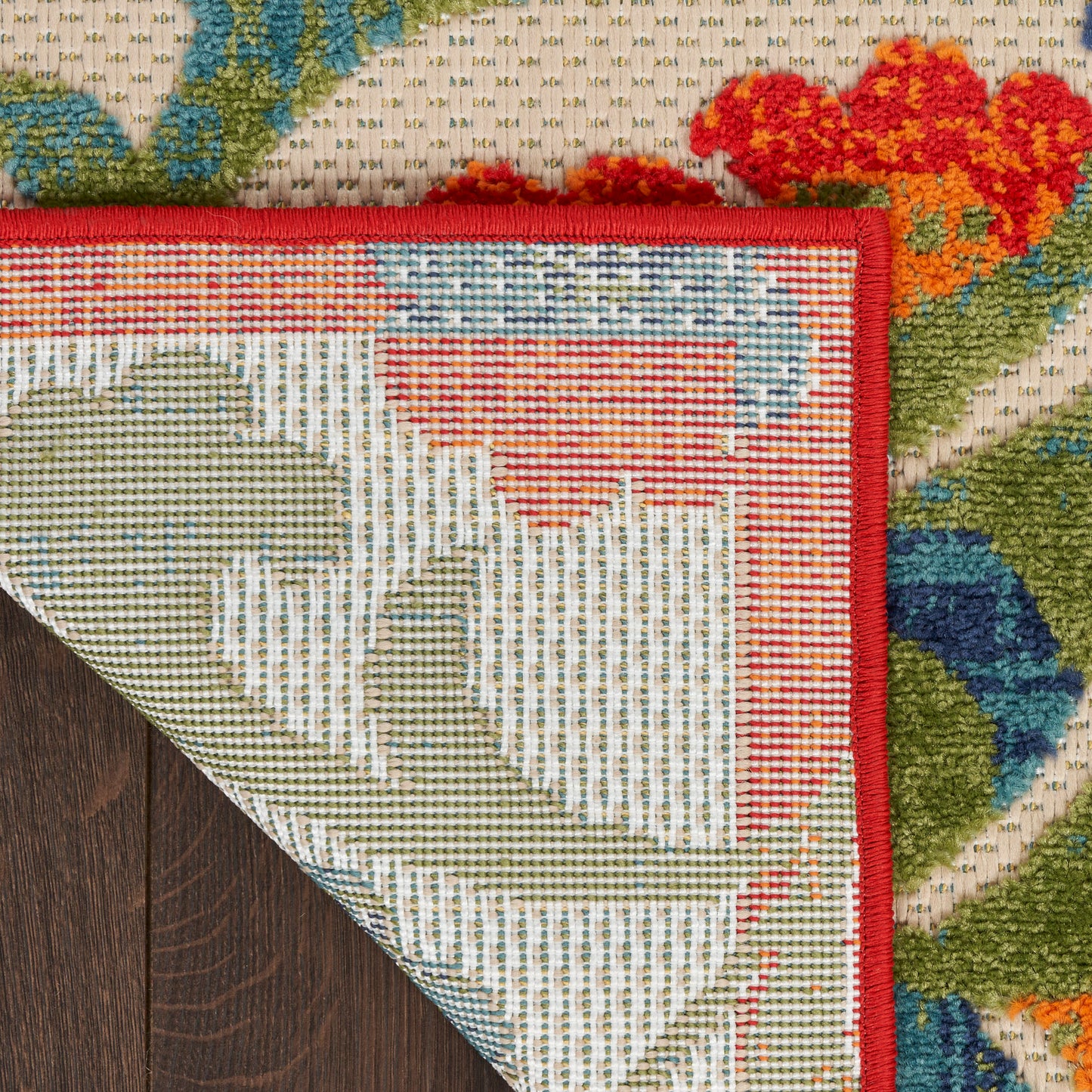 Nourison Home Aloha  Red Multicolor  Contemporary