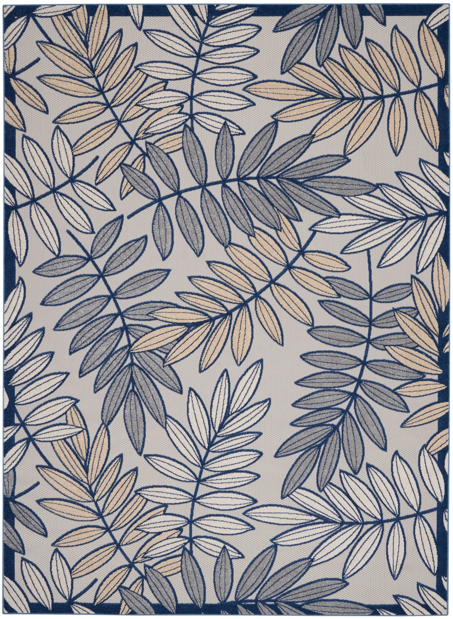 Nourison Home Aloha ALH18 Ivory Navy Contemporary Power-loomed Rugs