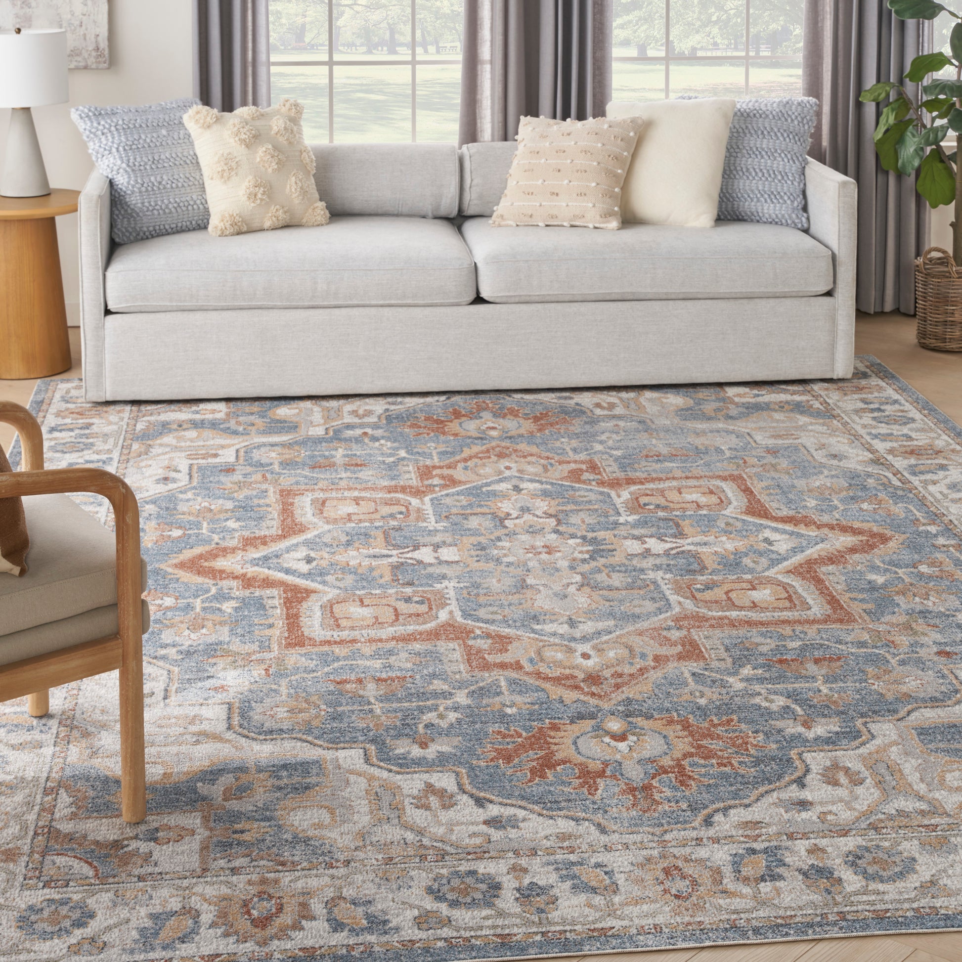Nourison Home Astra Machine Washable  Denim Multicolor  Traditional