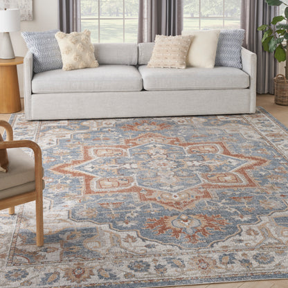 Nourison Home Astra Machine Washable  Denim Multicolor  Traditional