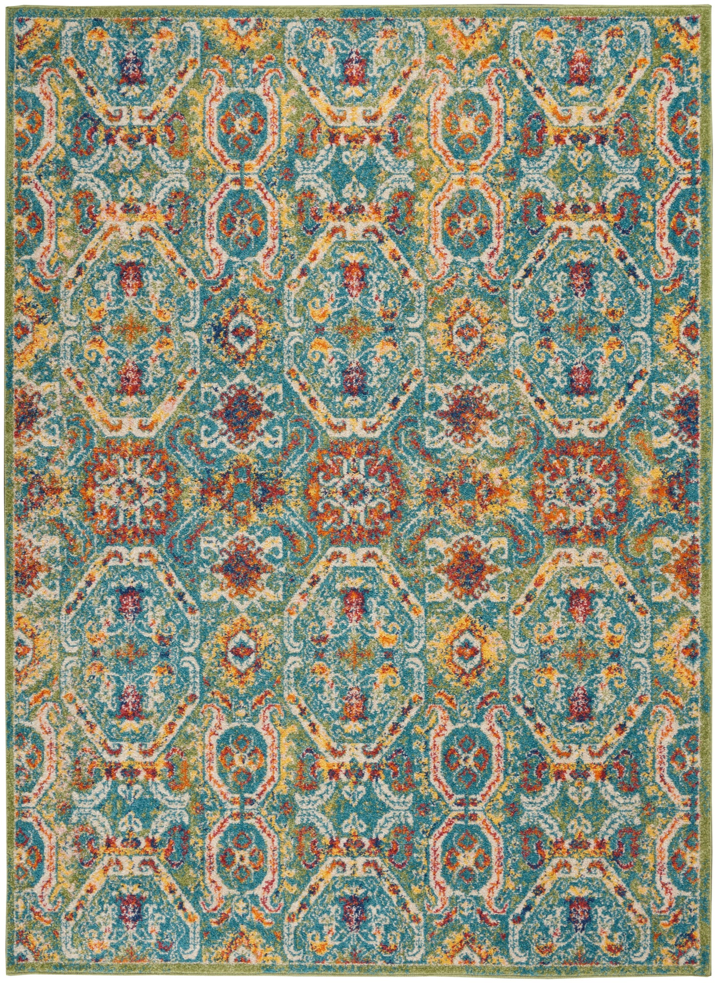 Nourison Home Allur ALR05 Turquoise Multicolor Transitional Power-loomed Rug