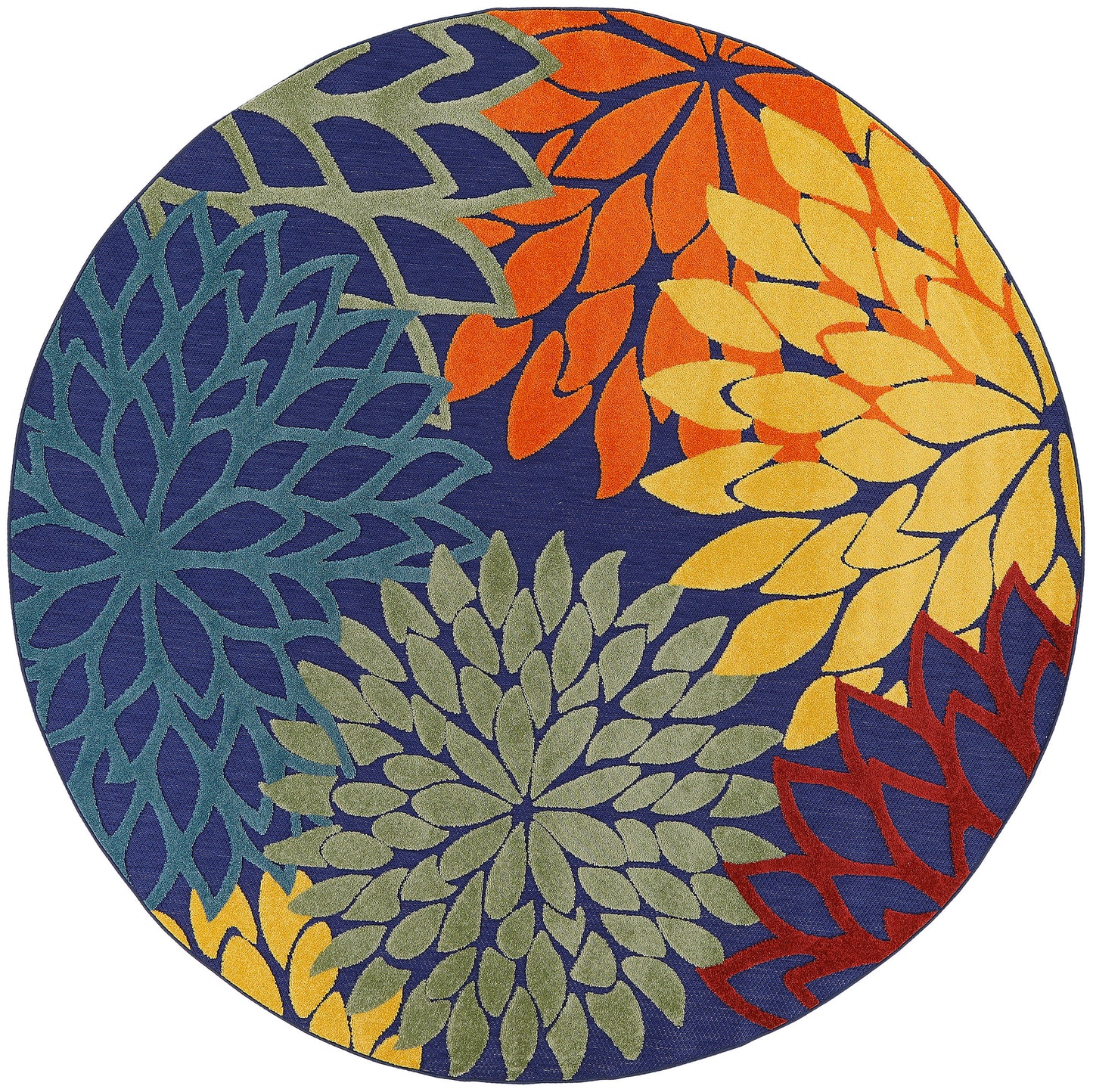 Nourison Home Aloha ALH05 Navy Multicolor Contemporary Power-loomed Rugs