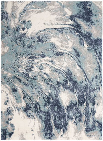 Nourison Home American Manor AMR03 Blue Ivory Contemporary Power-loomed Rug