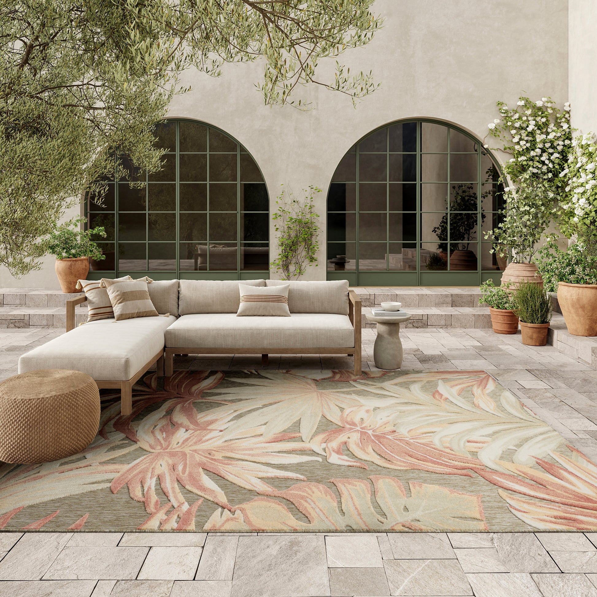 Nourison Home Aloha  Sage Rose  Contemporary