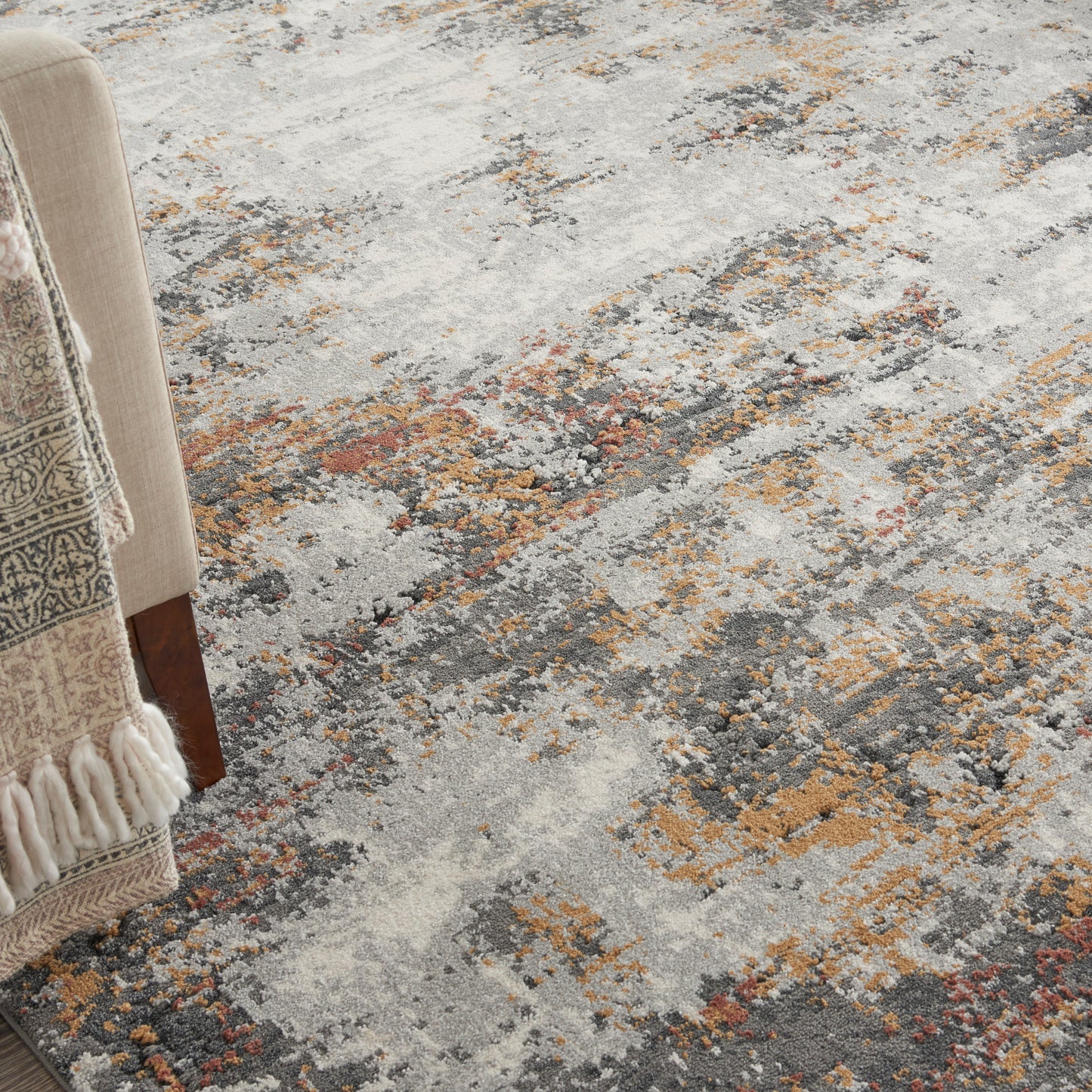 Nourison Home Tangra  Grey Multicolor  Contemporary