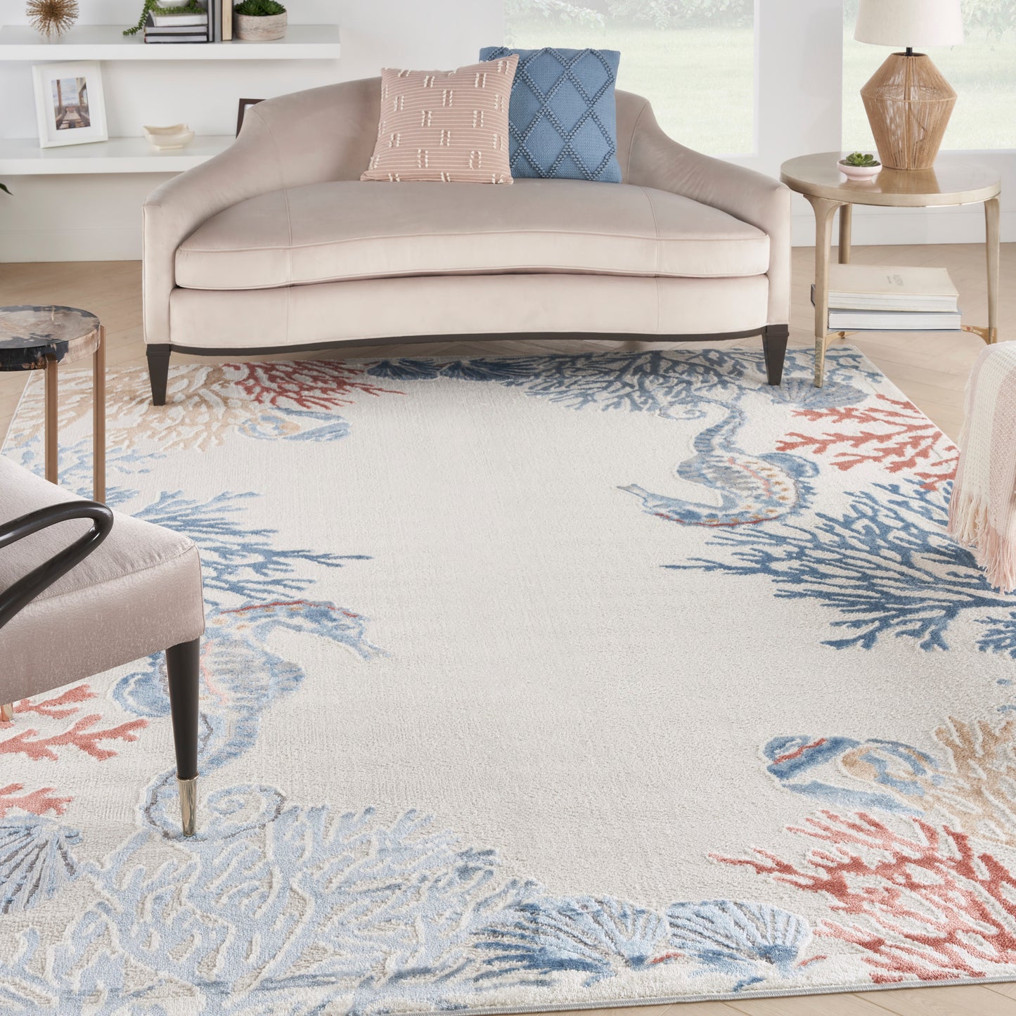 Nourison Home Seaside  Ivory Multicolor  Contemporary