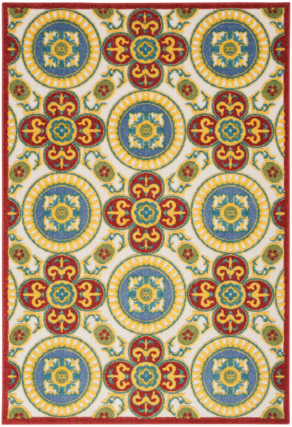 Nourison Home Aloha ALH30 Red Multicolor Contemporary Power-loomed Rugs