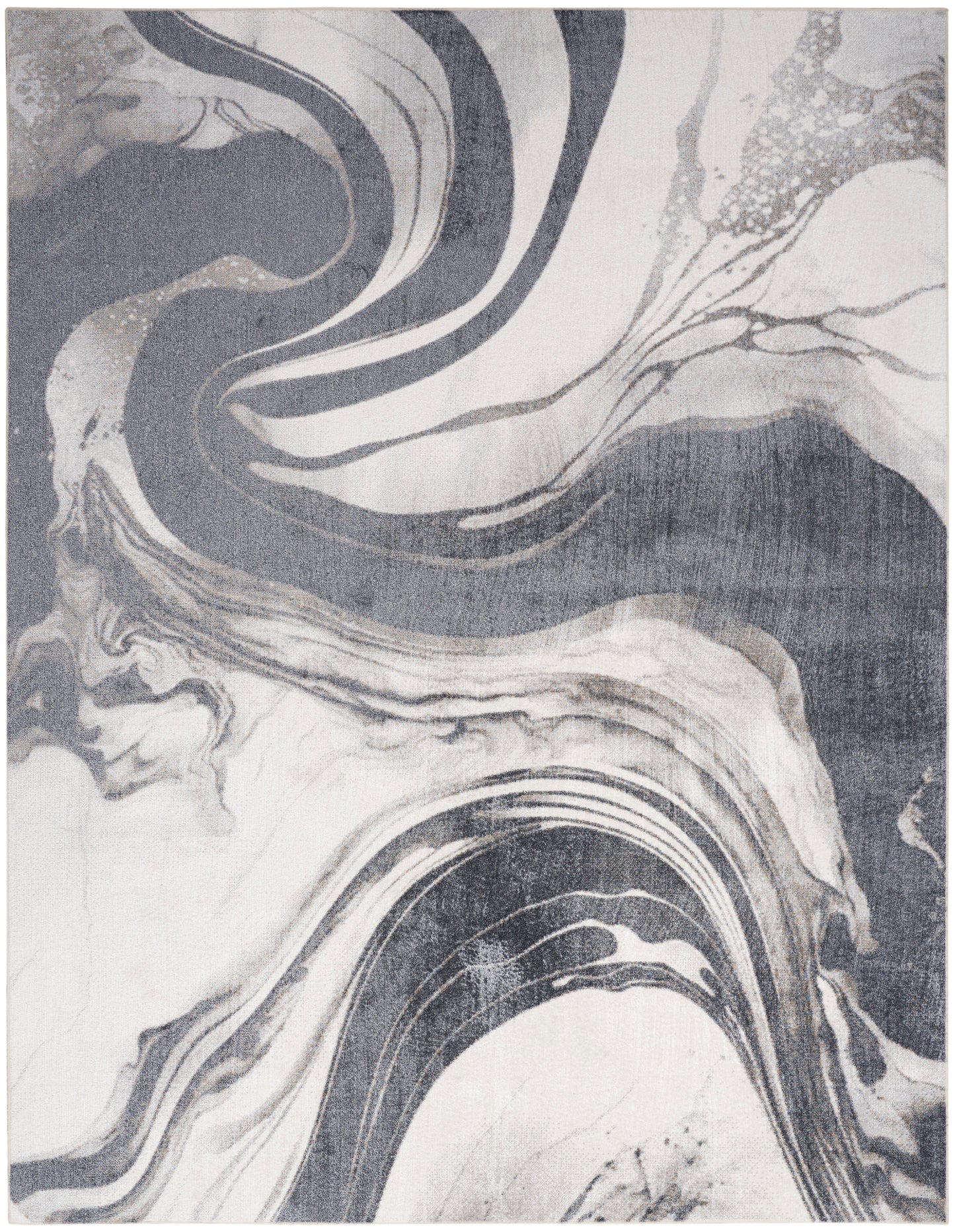 Nourison Home Astra Machine Washable ASW15 Ivory Grey Contemporary Power-loomed Rug