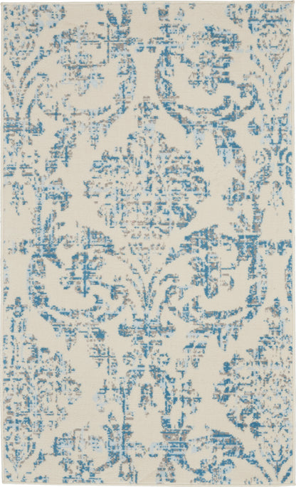 Nourison Home Jubilant JUB09 Ivory Blue Transitional Power-loomed Rug