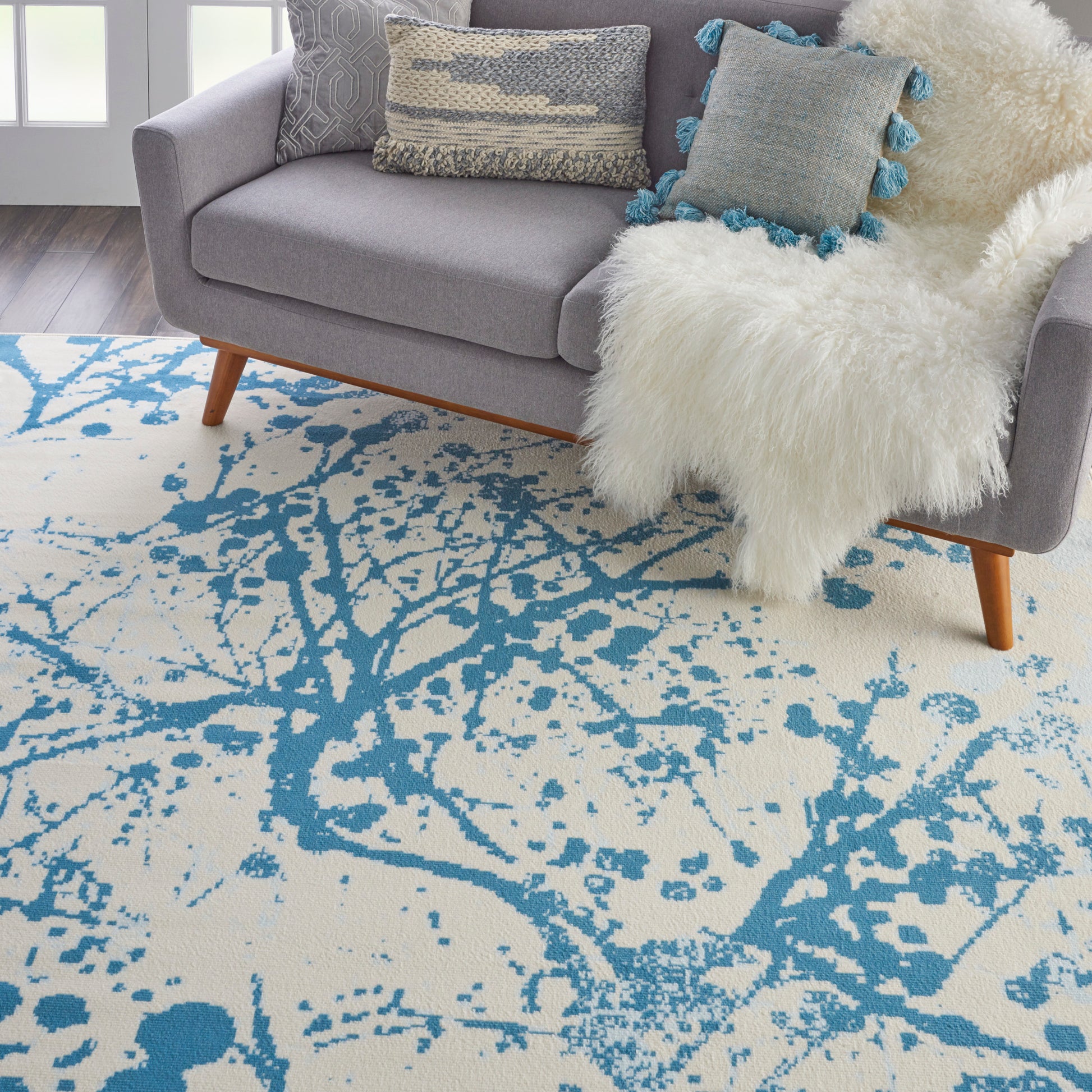 Nourison Home Jubilant  Ivory Blue  Contemporary