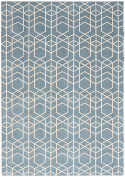 Nourison Home Washable Charm WCH01 Blue Ivory Contemporary Machine Woven Rug