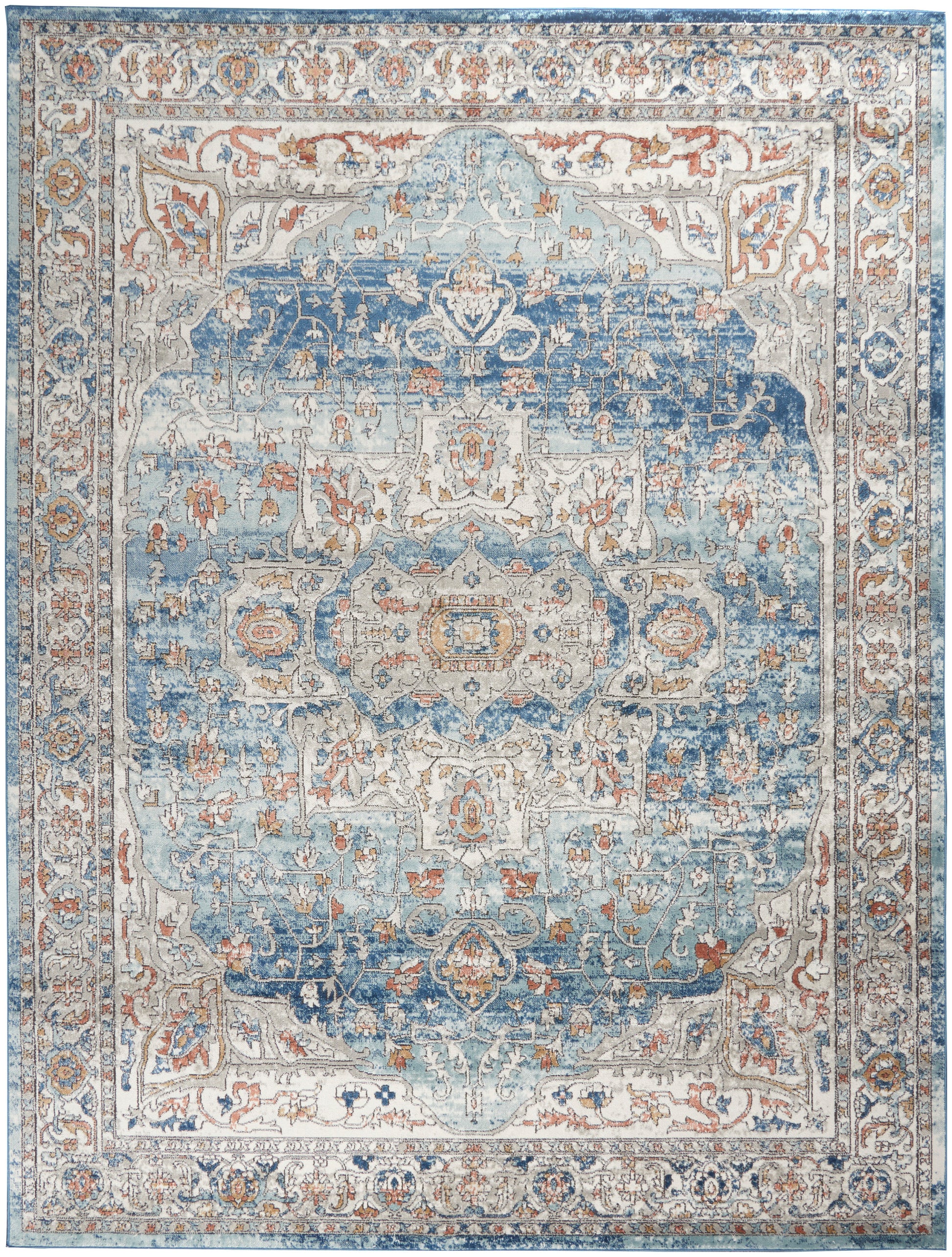 Nourison Home Quarry  Ivory Blue  Traditional