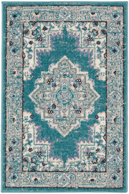 Nourison Home Passion PSN03 Turquoise Grey Transitional Power-loomed Rugs