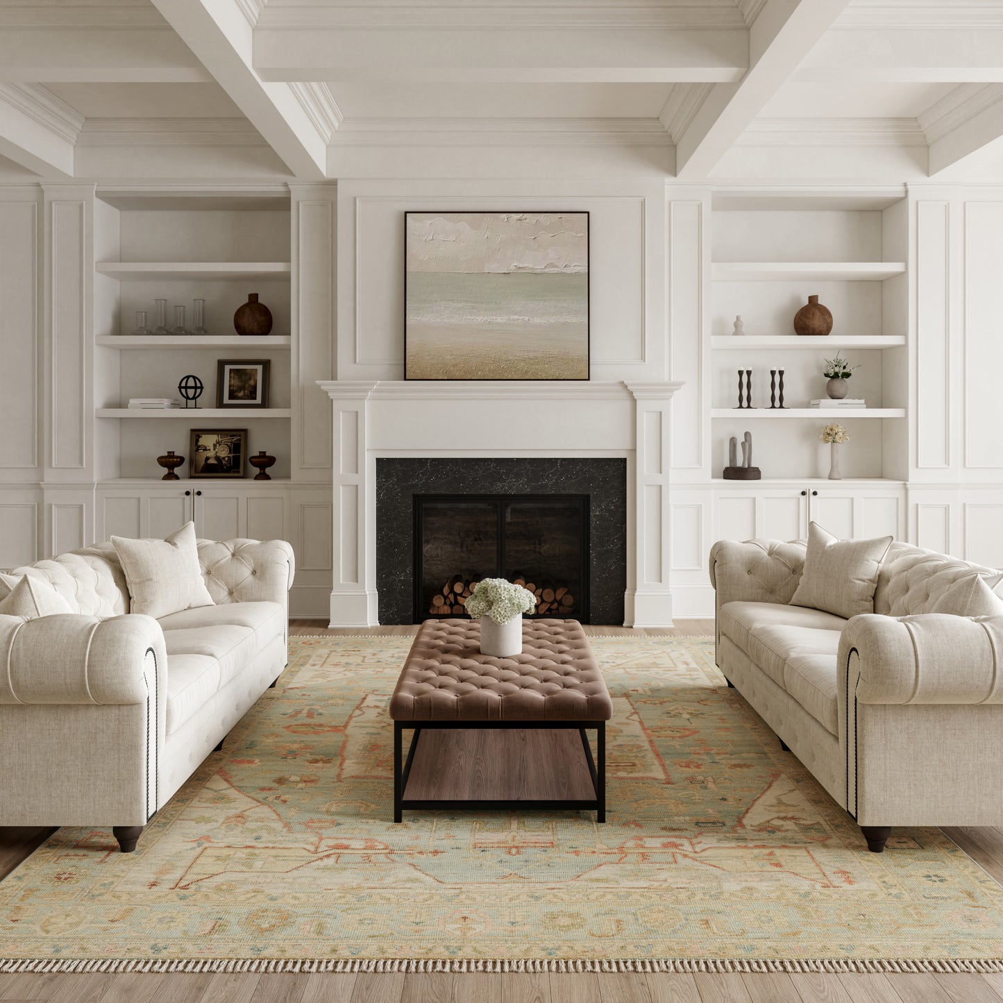 Nourison Home Heritage Vine  Light Blue  Traditional