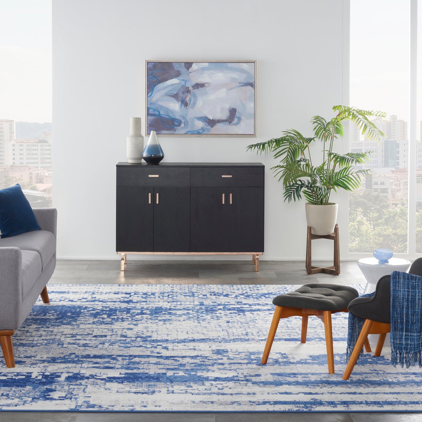 Nourison Home Whimsicle  Ivory Navy  Contemporary