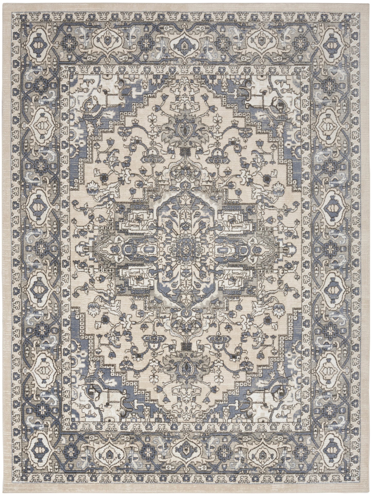 Nourison Home Quarry  Ivory Blue  Transitional