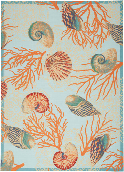 Waverly Sun N Shade SND92 Light Blue Contemporary Power-Loomed Rug