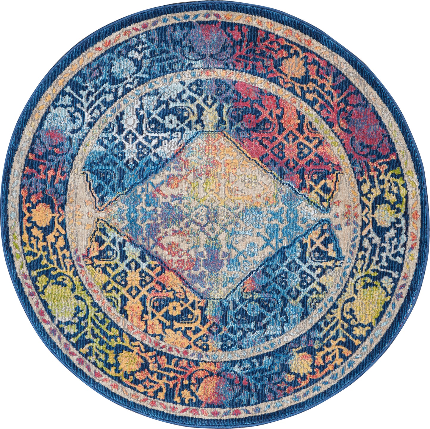 Nourison Home Ankara Global  Blue Multicolor  Transitional