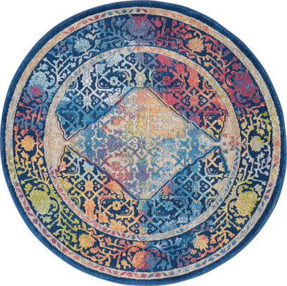 Nourison Home Ankara Global  Blue Multicolor  Transitional