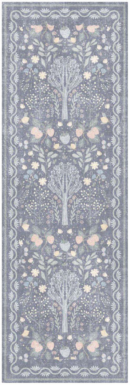 Nourison Home Botanical Washables BOT04 Blue Multicolor Contemporary Machine Woven Rug