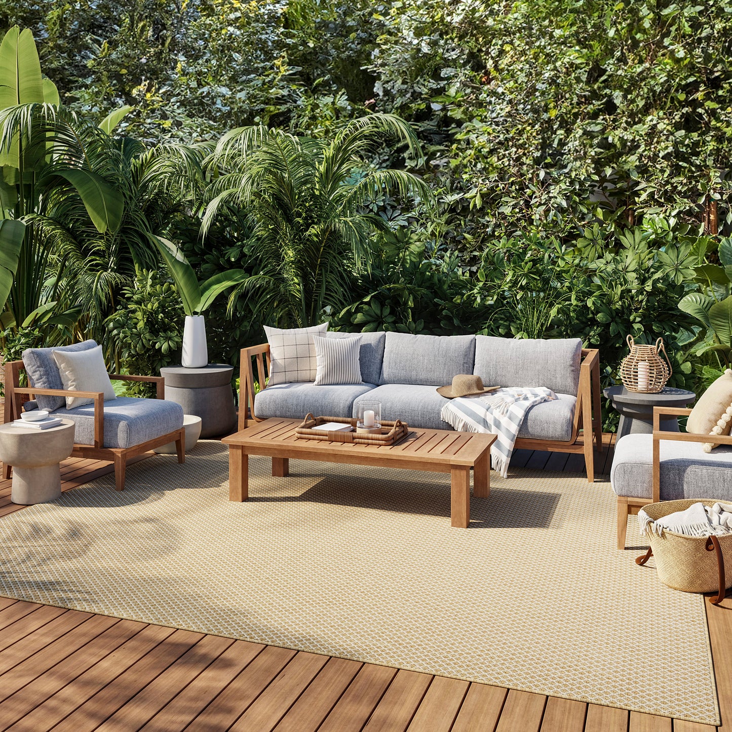 Nourison Home Courtyard  Natural  Contemporary